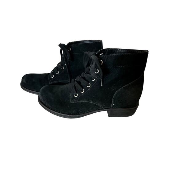 Sam Edelman Bleecker Black Suede Leather Ankle Booties Womens Sz. 7.5 Lace Up LN - Picture 13 of 16